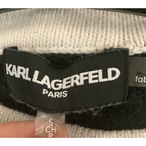 Karl Lagerfeld Signature Logo Striped Pullover Long Sleeve Sweater Sz Small - Picture 4 of 7